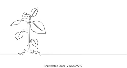 green plant line art style vector illustration