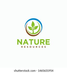 Green plant nature resources logo design template - vector