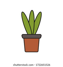 green plant pot design vector white background