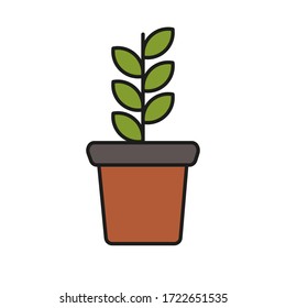 green plant pot design vector white background minimal design