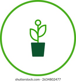 Green plant in pot icon symbolizing growth sustainability and environmental awareness