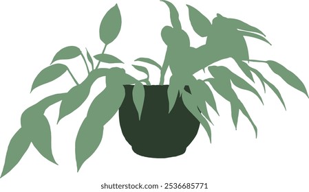 Green plant in pot illustration