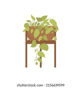 Green plant in a pot. Isolated. Flat style. Vector illustration
