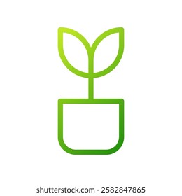 Green Plant Pot Minimalist Vector Illustration