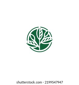 diseño de logotipo redondeado de planta verde