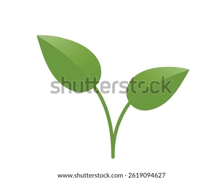 Green plant sprout with two stems illustration. Spring, planting and nature design element. Isolated vector image