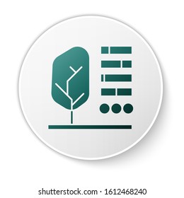 Green Plant status icon isolated on white background. White circle button. Vector Illustration