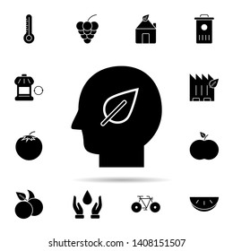 Green plant, thought, brain icon. Universal set of ecology for website design and development, app development