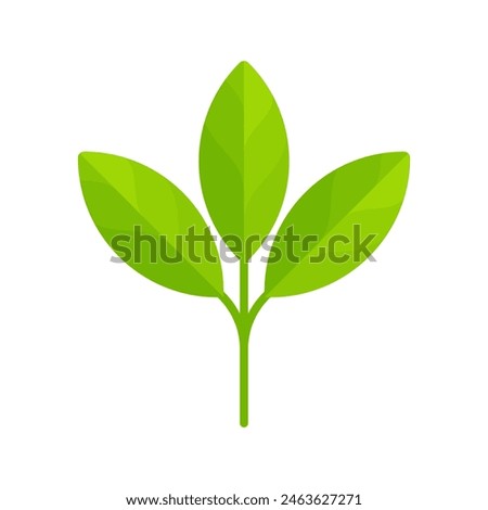Green plant with three leaves. Flat icon isolated on white background. Nature concept for eco-friendly and organic products. Perfect for environmental branding and sustainability projects