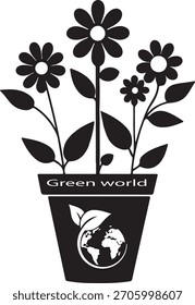 Ilustrador de silueta de Vector de planta verde