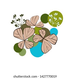 green plant vector stylized modern card design elements floral composition