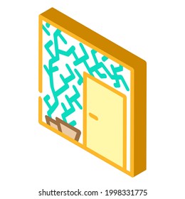 Innenausstattung der grünen Pflanzenwand isometrischer Ikone Vektorgrafik. Innenzeichen der grünen Pflanzenwand. einzelne Symbolillustration