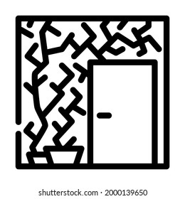 green plant wall design interior line icon vector. green plant wall design interior sign. isolated contour symbol black illustration