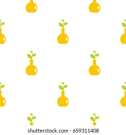 Green plant in a yellow vase pattern seamless flat style for web vector illustration