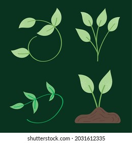 green plants icon set design