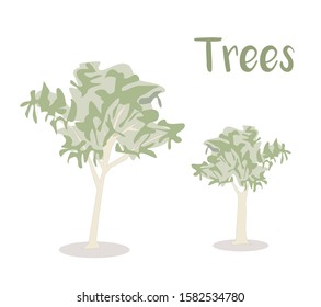 Green plants with leaves ecology garden botanical vector.Trees vector.