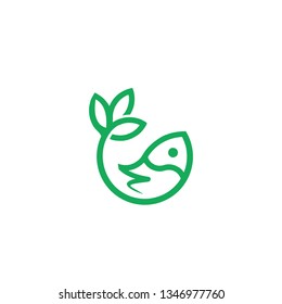
green plants and line vector fish