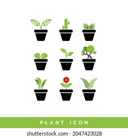 Plantas verdes en el vector de diseño de olla