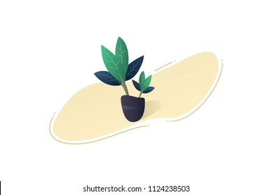 green plants in pots vector icon