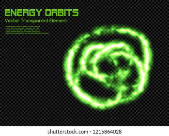 Green Plasma Energy Orbits - Transparent Vector Plasm Clew  - Abstract Glow Element 
