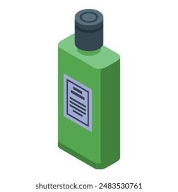 Grüne Plastikflasche mit schwarzer Kappe enthält Kosmetikprodukt zur Haut- oder Haarpflege