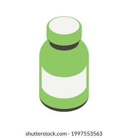 Green plastic bottle isometric icon 3d vector illustration