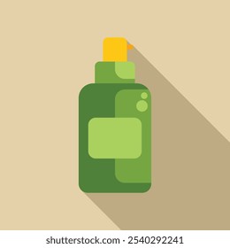 Botella de plástico verde con dispensador de bomba que contiene producto cosmético, loción corporal, jabón líquido o champú