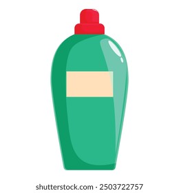 Green plastic bottle with red cap for liquid soap or shampoo having blank label for your brand