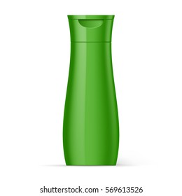 Green Plastic Bottle Shampoo Packaging Isolated over White Background