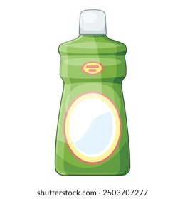 Green plastic bottle with white cap for detergent or other household chemicals