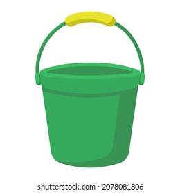 green plastic bucket cartoon vector object