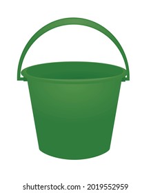 Cubo de plástico verde. ilustración vectorial