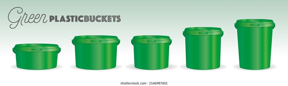 The green plastic buckets set. You can use mockup for label designs