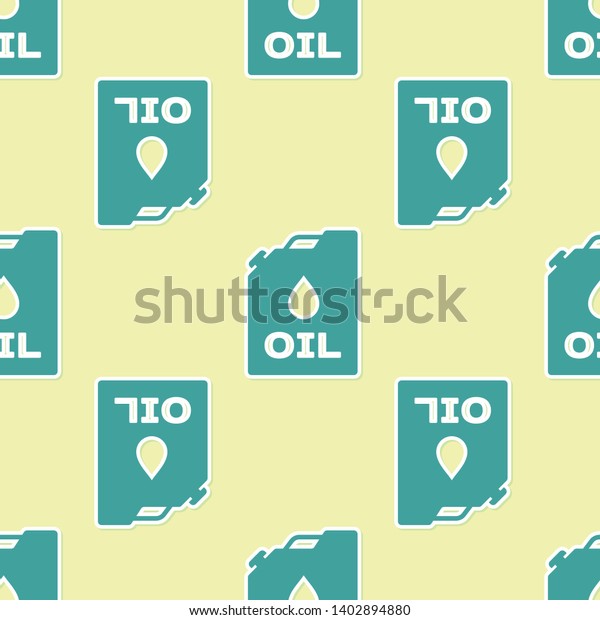 Green
Plastic canister for motor machine oil icon isolated seamless
pattern on yellow background. Oil gallon. Oil change service and
repair. Engine oil sign. Vector
Illustration