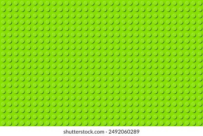Green plastic construction plate. Closeup plastic toy block. Abstract vector background. Seamless modern design