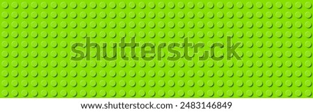 Green plastic construction plate. Closeup plastic toy block. Abstract vector background. Seamless modern design