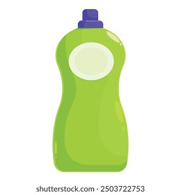 Green plastic detergent bottle with blank label, ready for your design