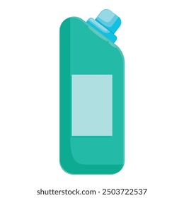 Grüne Plastikwaschflasche steht mit einem leeren Etikett für Ihre Produktinformationen