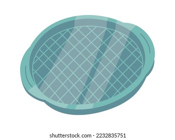 Icono plano de la bandeja de alimentación verde de plástico vacío