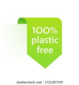 Green plastic free badge. Environment pollution.