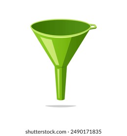 Green plastic funnel vector isolated on white background.