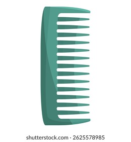 Green plastic hair comb for styling, isolated on a white background