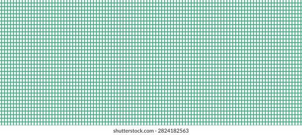 Green plastic insect net seamless pattern. Rubber anti mosquito mesh net texture background. Window lattice grid for barrier wall, safety zone, construction. Repeated wire fence wallpaper. Vector