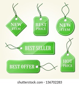 green plastic labels set ep10 vector