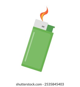 Green plastic lighter icon. Vector.