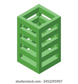 Vector isométrico de soporte de lápiz de plástico verde. Símbolo de arte colorido. Firmar el aprendizaje