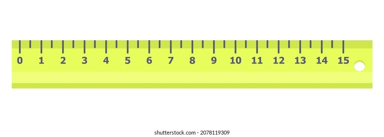 green plastic ruler cartoon vector isolated object