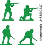 Green plastic soldiers in 4 different poses