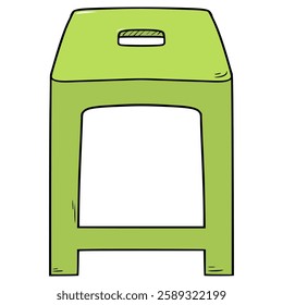 green plastic stool illustration hand drawn isolated vector