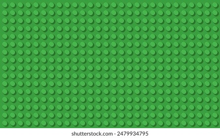 Green Plastic Toy Baseplate Vector Background With Grid of Circular Studs, Wide Banner 16x9 Backdrop
